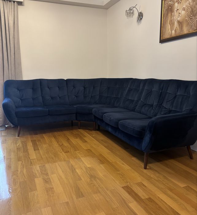 Elegancki welurowy narożnik  jak nowy-transport w cenie Kalisz