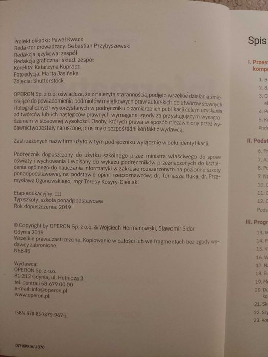 Informatyka 1 zakres rozszerzony liceum technikum Operon