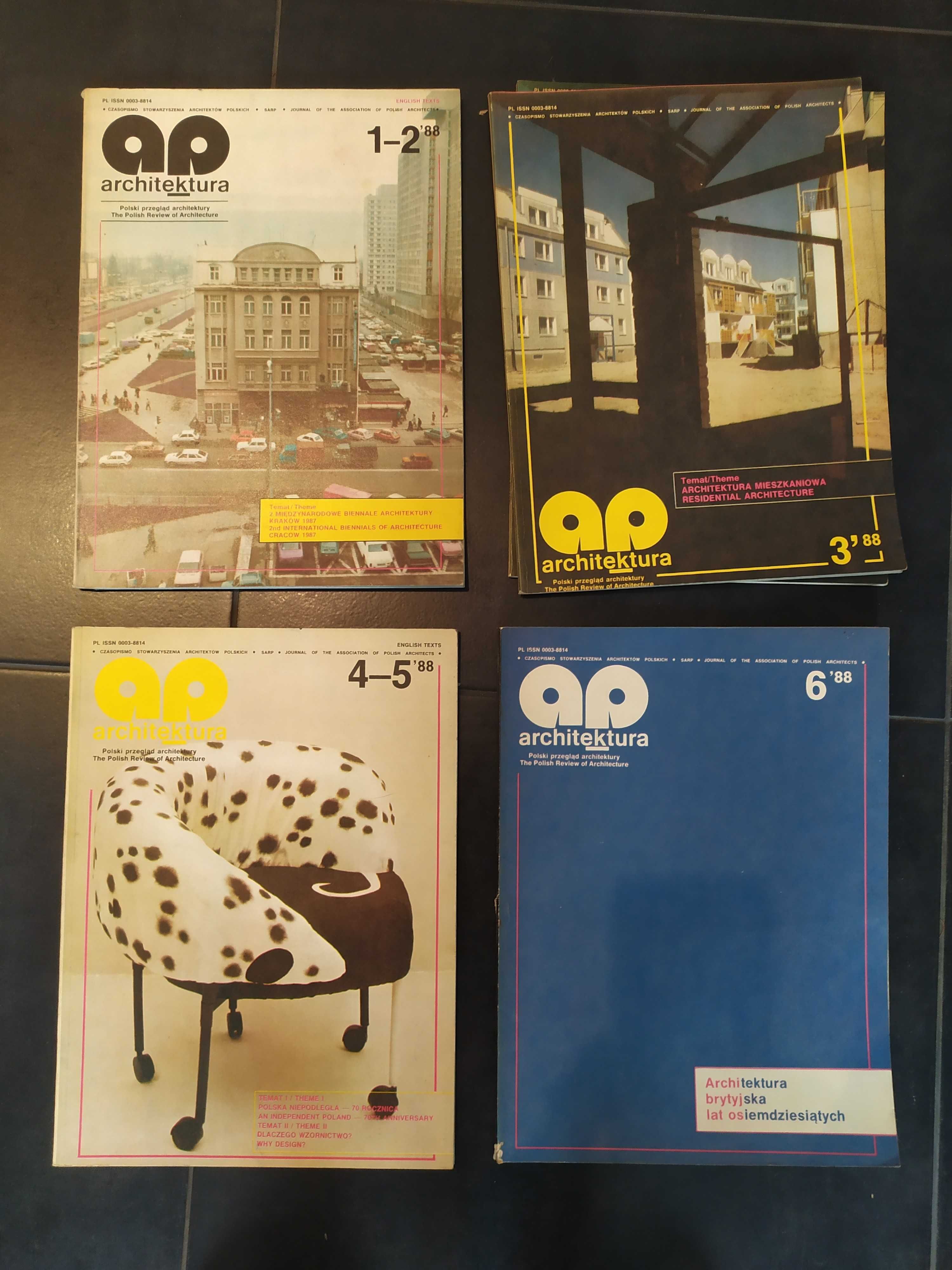 Kolekcja archiwalnych magazynów ARCHITEKTURA 1987-89 (cena za szt.)