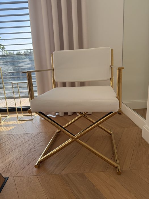 Fotel Glamour złoto - biały
