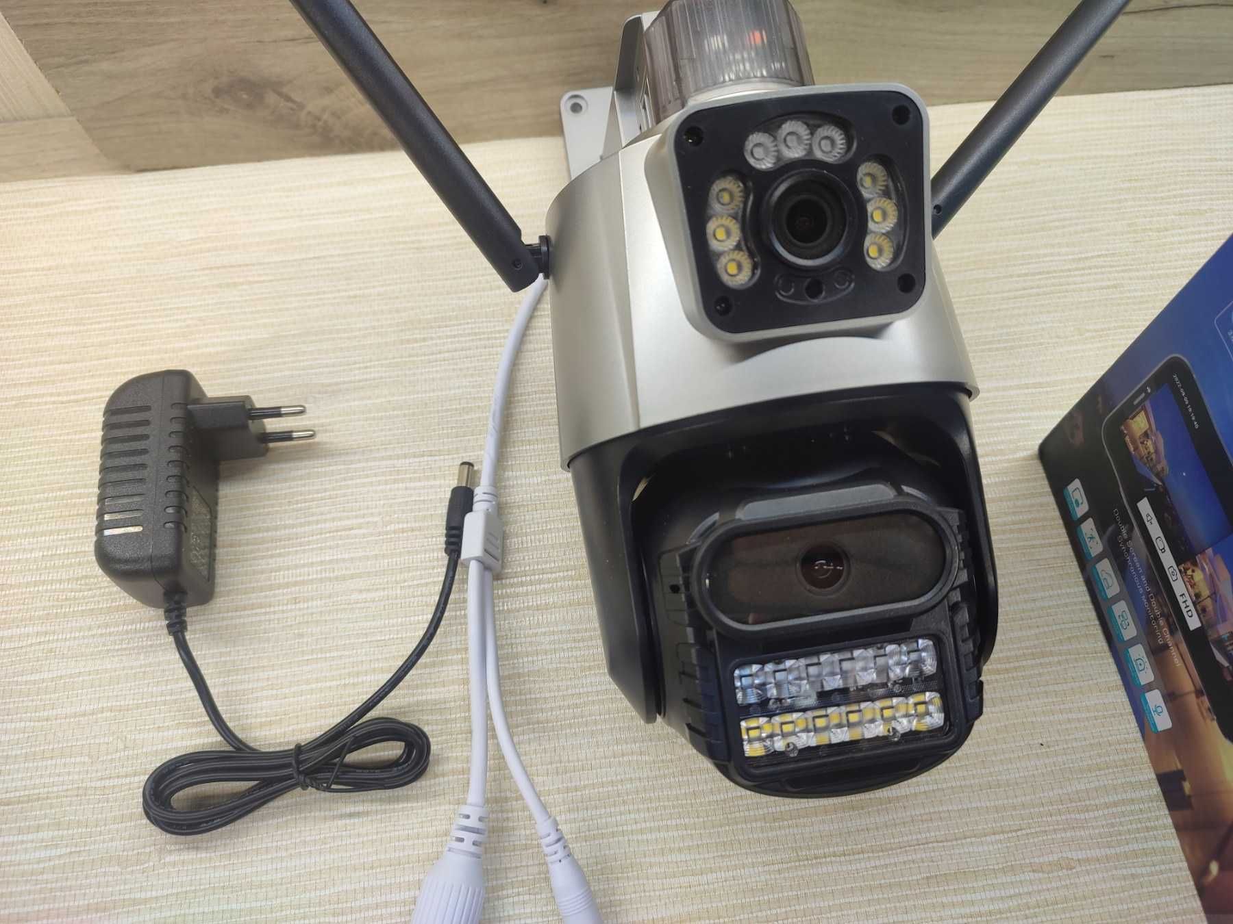 Поворотная Wifi камера видеонаблюдения 4mpx с сиреной