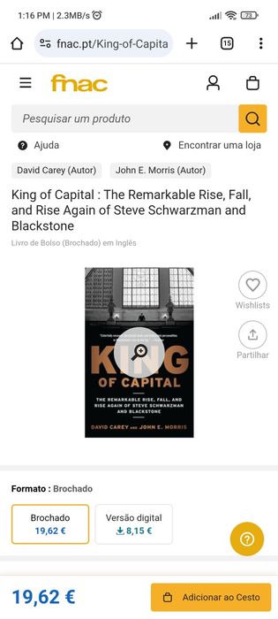 Livro King of Capital 8€