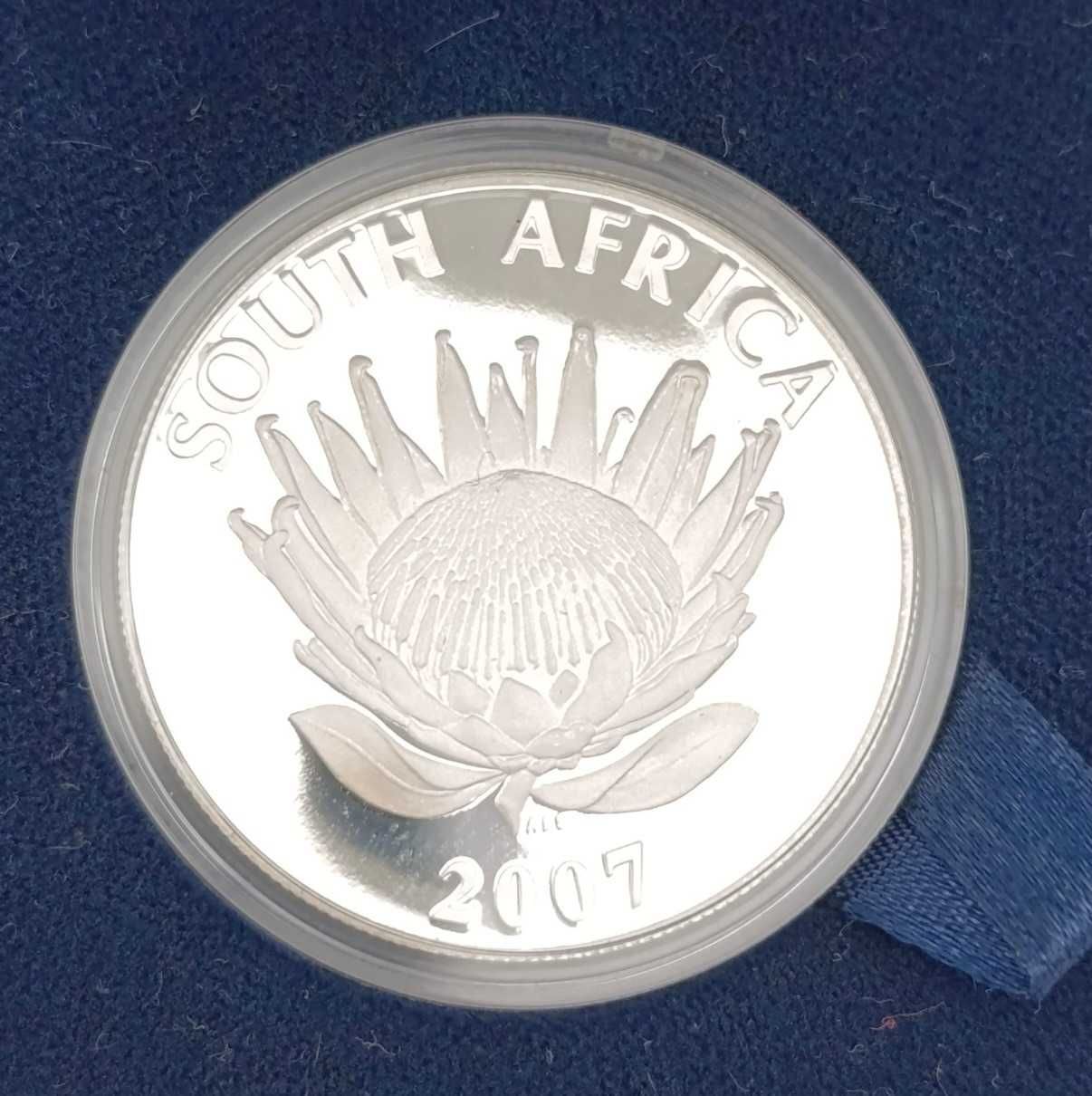 Moeda Mandela proof R1 de prata protea sul-africana de 2007(Reservado)