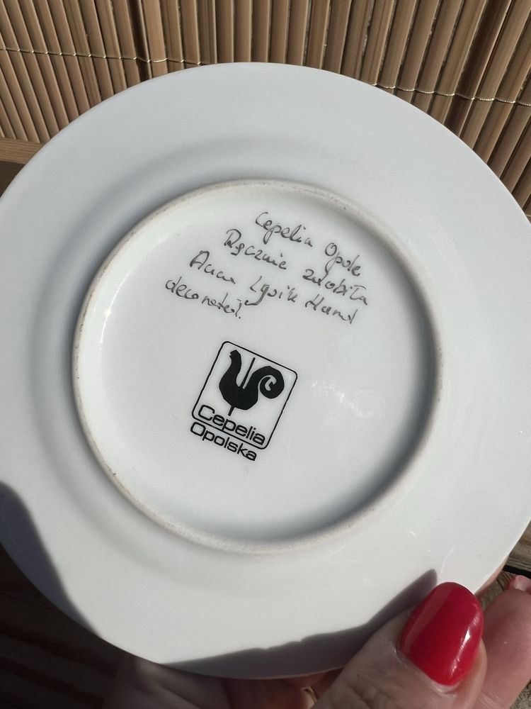Cepelia Opole filiżanka ze spodkiem porcelana recznie malowana
