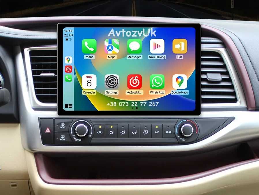 Магнитола HIGHLANDER Toyota GPS USB Хейлендер 2 дин CarPlay Андроид 14