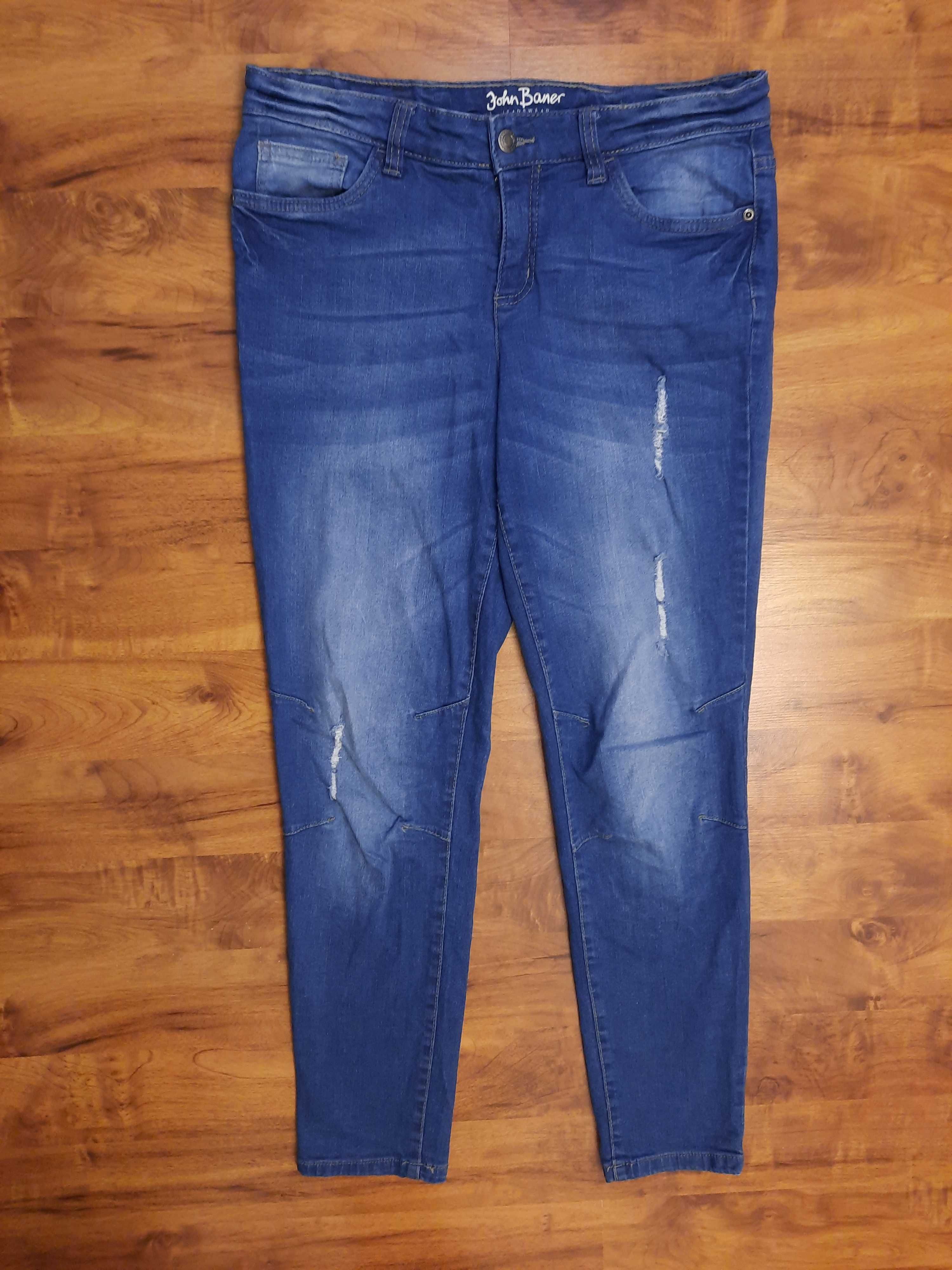 Spodnie jeansowe skinny z rozdarciami jeansy John Baner 40 L