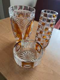 wazon krysztalowy  dwukolorowy prl retro