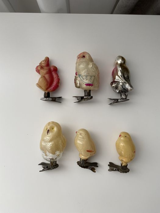 Ёлочные игрушки СССР, стеклянные игрушки на клипсах