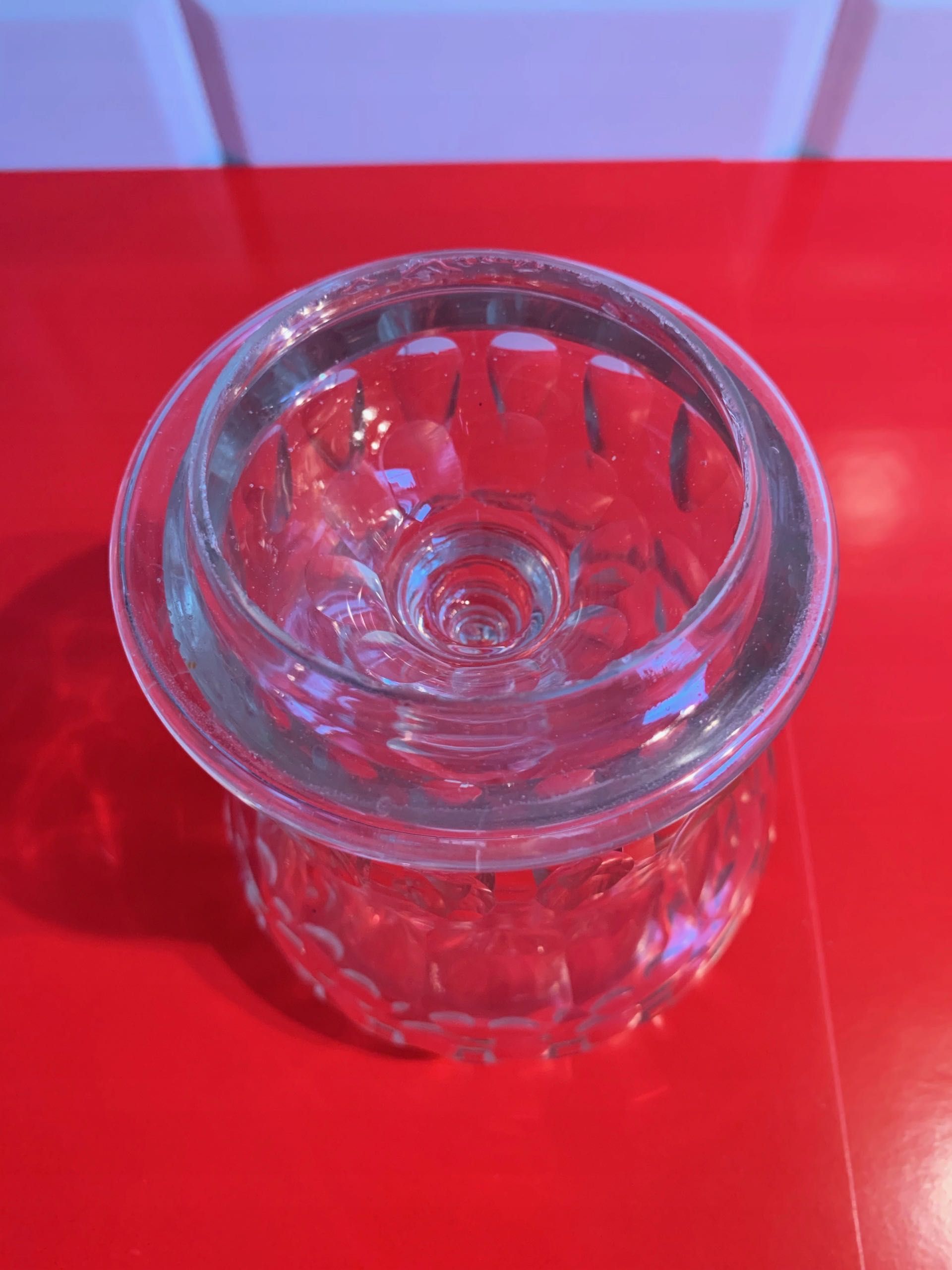 Pojemnik herbatnica cukiernica Biedermeier szlif oliv szkło ołowiowe