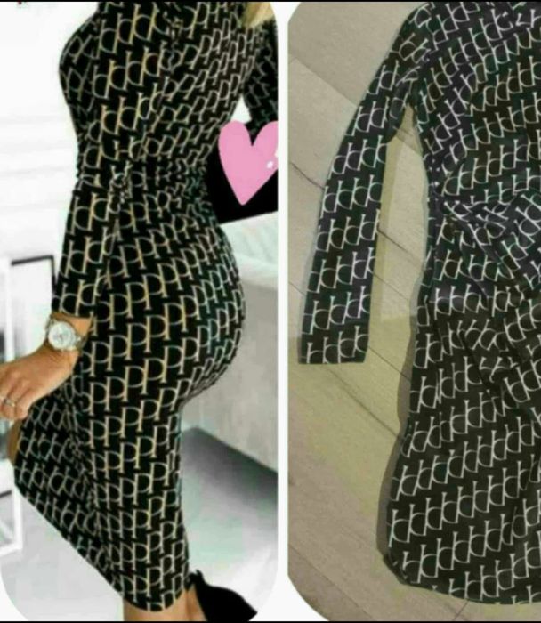 Piękna nowa sukienka z nowoczesnyn printem r Uni welur Święta impreza