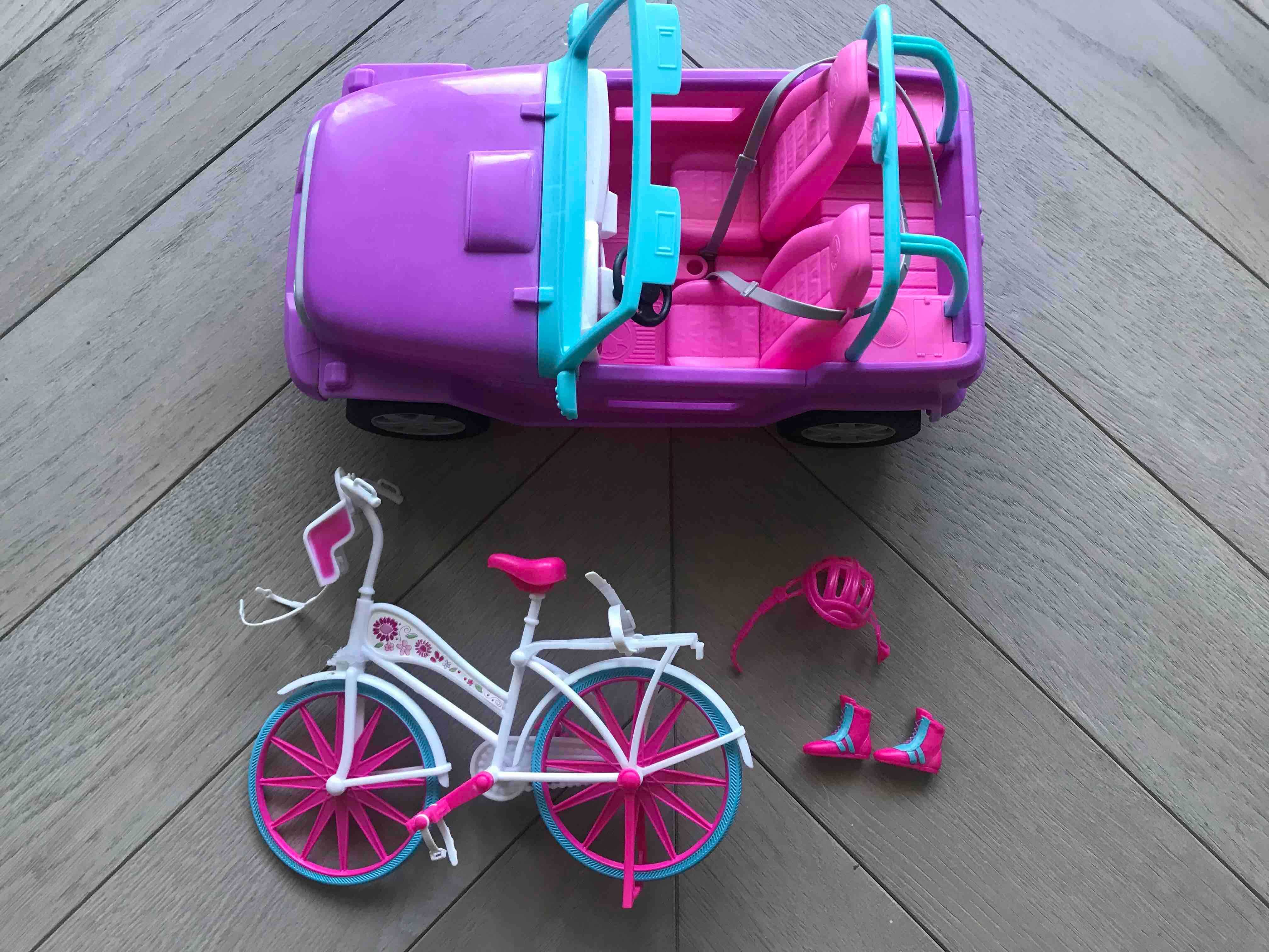 zestaw do laleczek Barbie akcesoria do lalek samochód rower