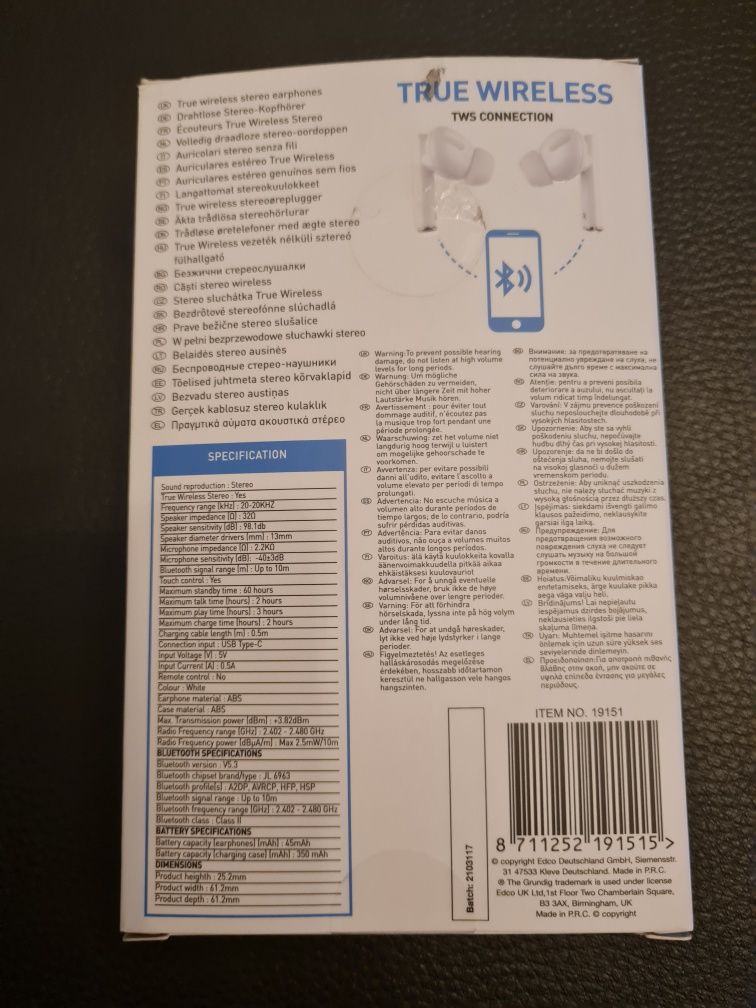 Stereo Earphones Wireless Grundig