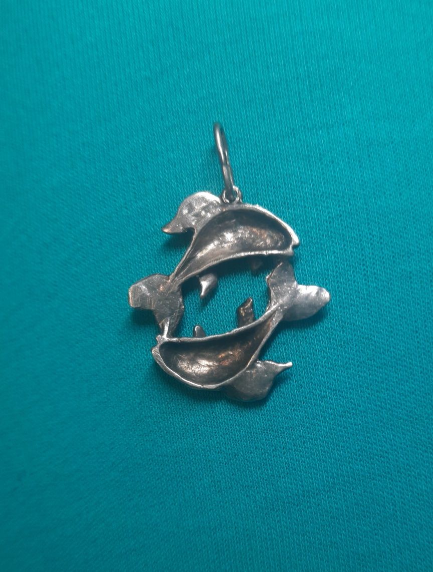 Серебряный кулон знак зодиака Рыбы, 925 пробы