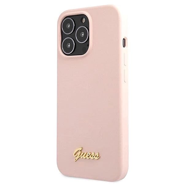 Etui Guess Silicone Script Gold Logo na iPhone 13 Pro Max - jasnoróżow