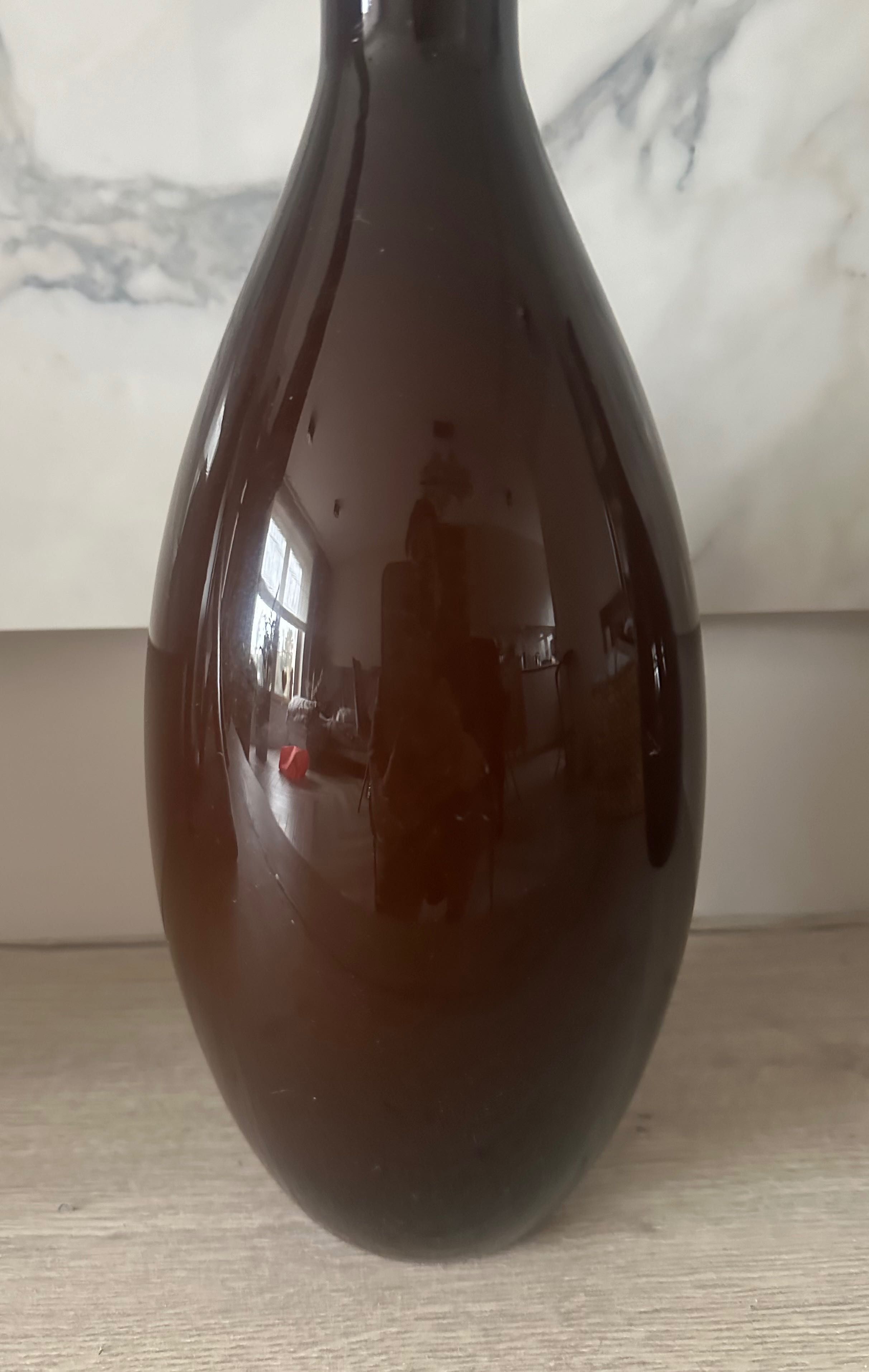 Duży wazon podwójne szkło  brązowe z lat PRL-u