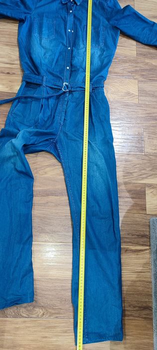 Mega jeansowy kombinezon rozm L -XL wymiary na fotkach