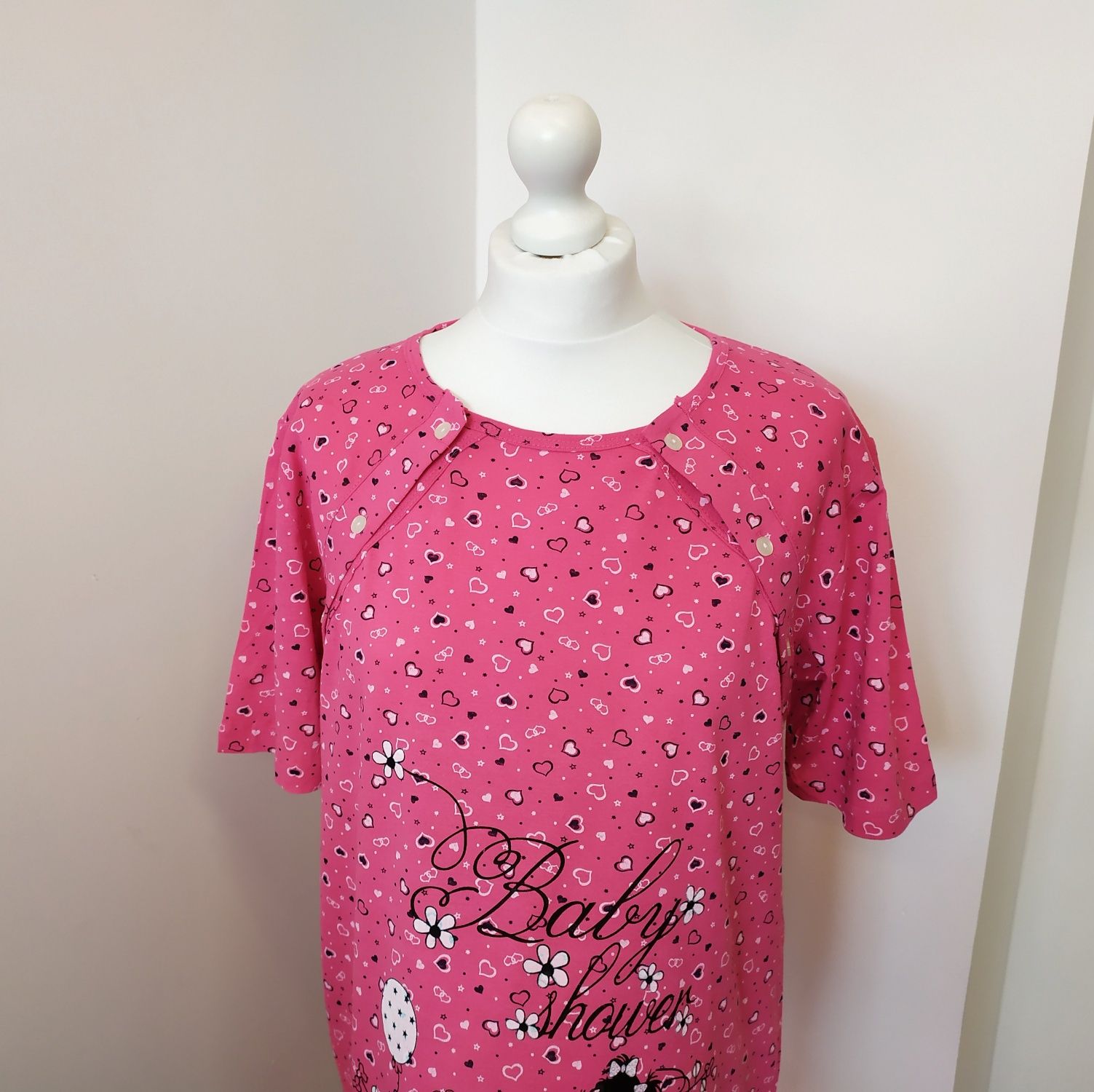Nowa koszula ciążowa L do karmienia 100 % bawełna różowa 40 guziki