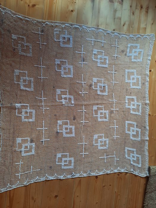 Obrus szydełko boho vintage bawełna kwadrat  140x140