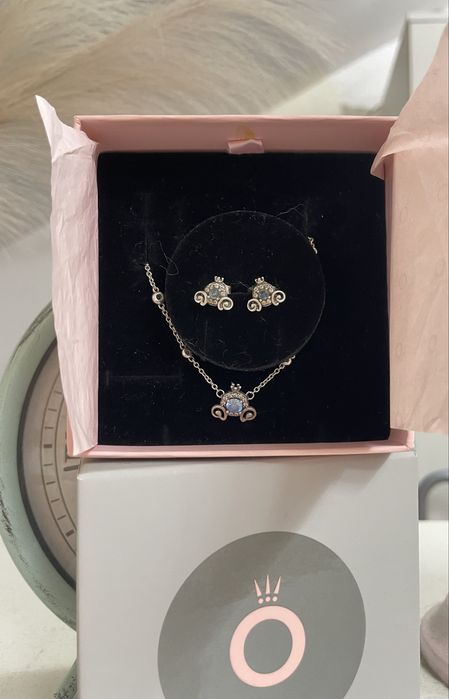 Zestaw bizuterii pandora kopciuszek naszyjnik i kolczyki karoca