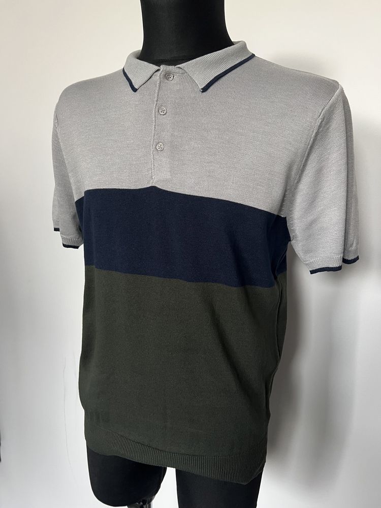 Męska koszulka polo z wzorem colour block