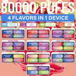 Vapes com 80000 mil puffs e 4 sabores na mesma maquina