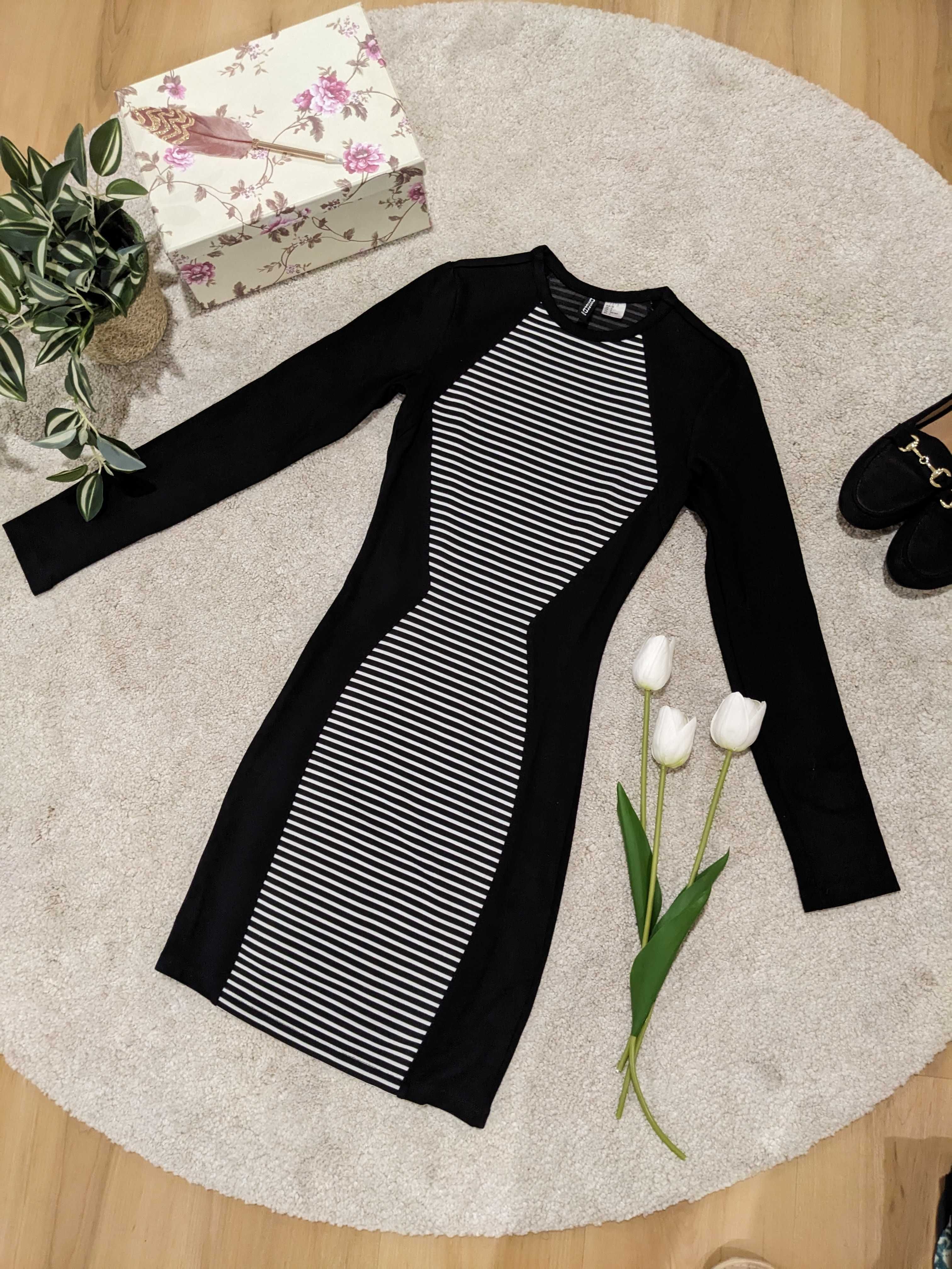 Vestido curto preto justo c/ manga comprida (nº 32-XS / H&M)