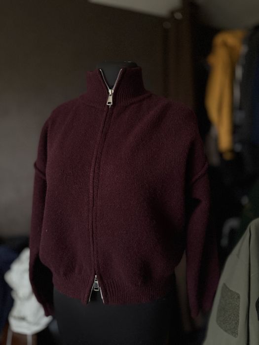 в'язаний кардиган сірий бургунді в стилі LBTM