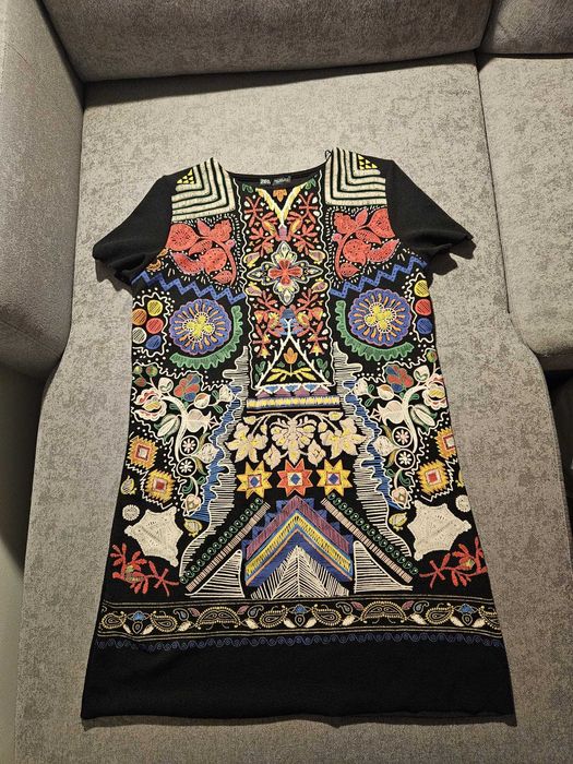 Vestido multicolorido, vintage, Zara, S/36, em muito bom estado