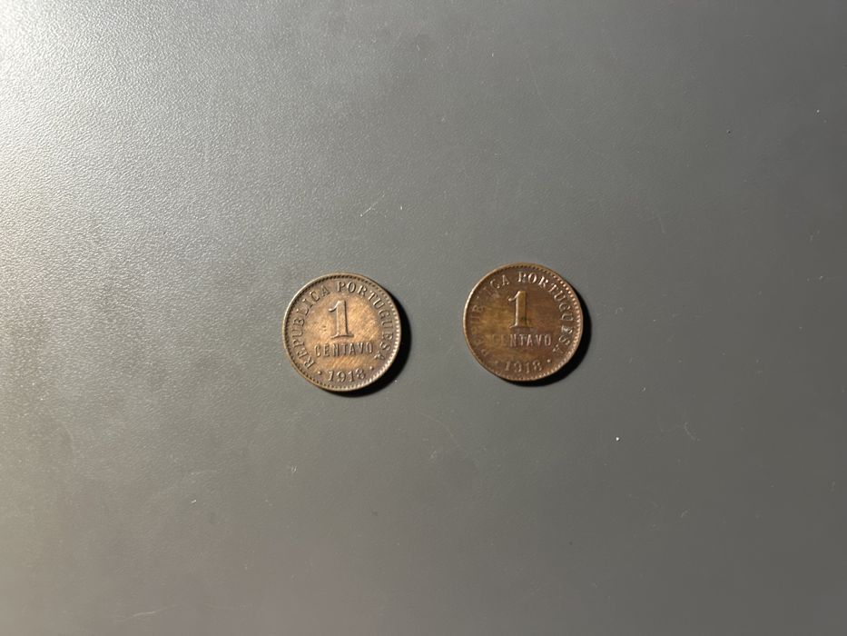lote de 2 moedas 1 centavo 1918 1ª Republica Portuguesa