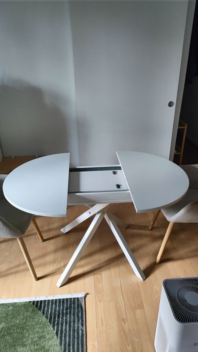 Stół IKEA GRANSTORP rozkładany biały 90/120x90 cm i fotele JYSK Adslev