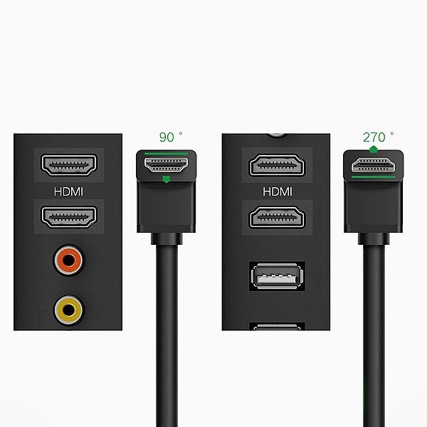 Ugreen kątowy kabel Hdmi (90°) 4k 1m czarny (hd103)