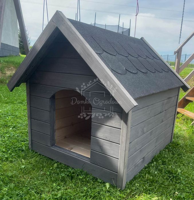 Buda dla psa Rozmiar "XL"- Grafit - Dach dwuspadowy ID837