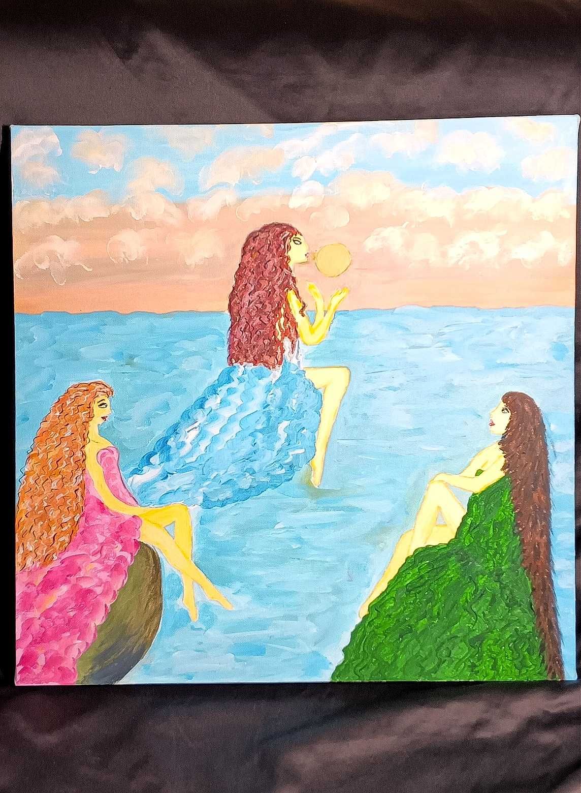 Картина акрилом "Німфи моря".