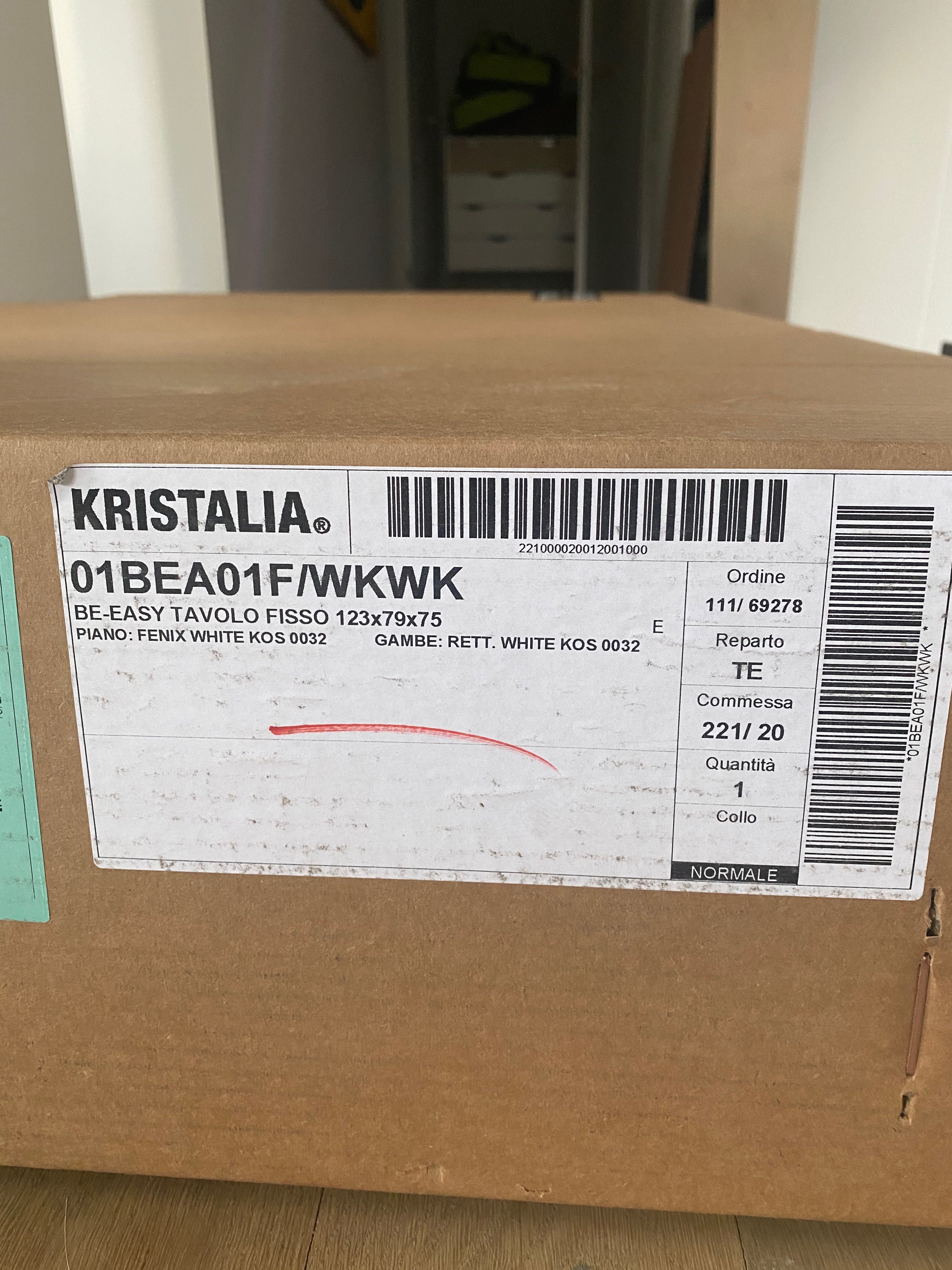 Stół KRISTALIA BE EASY, biały, 123x79x75cm, NOWY