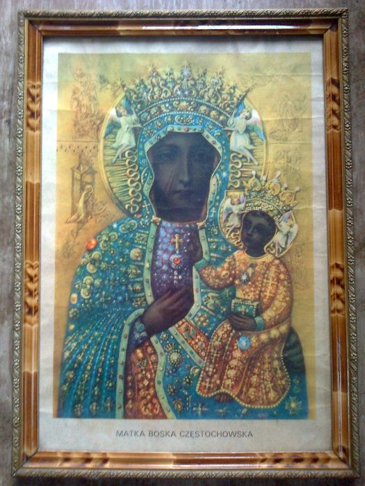 obraz stary duzy przepiekny Matka Boska Czestochowska unikat starocie