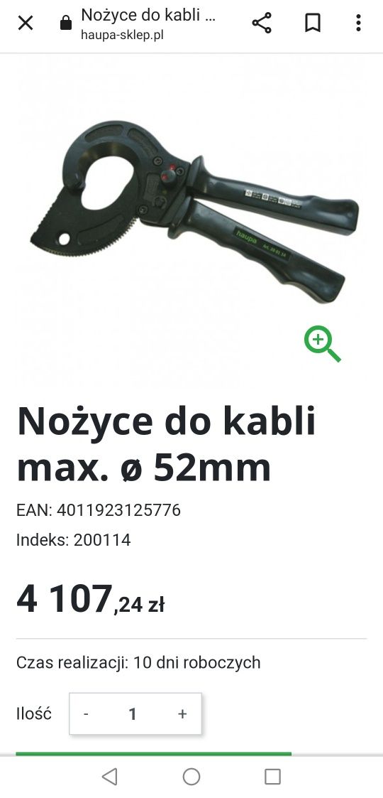 Nożyce do kabli Haupa max. ø 52mm