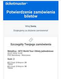 Bilety Metallica M72 World Tour