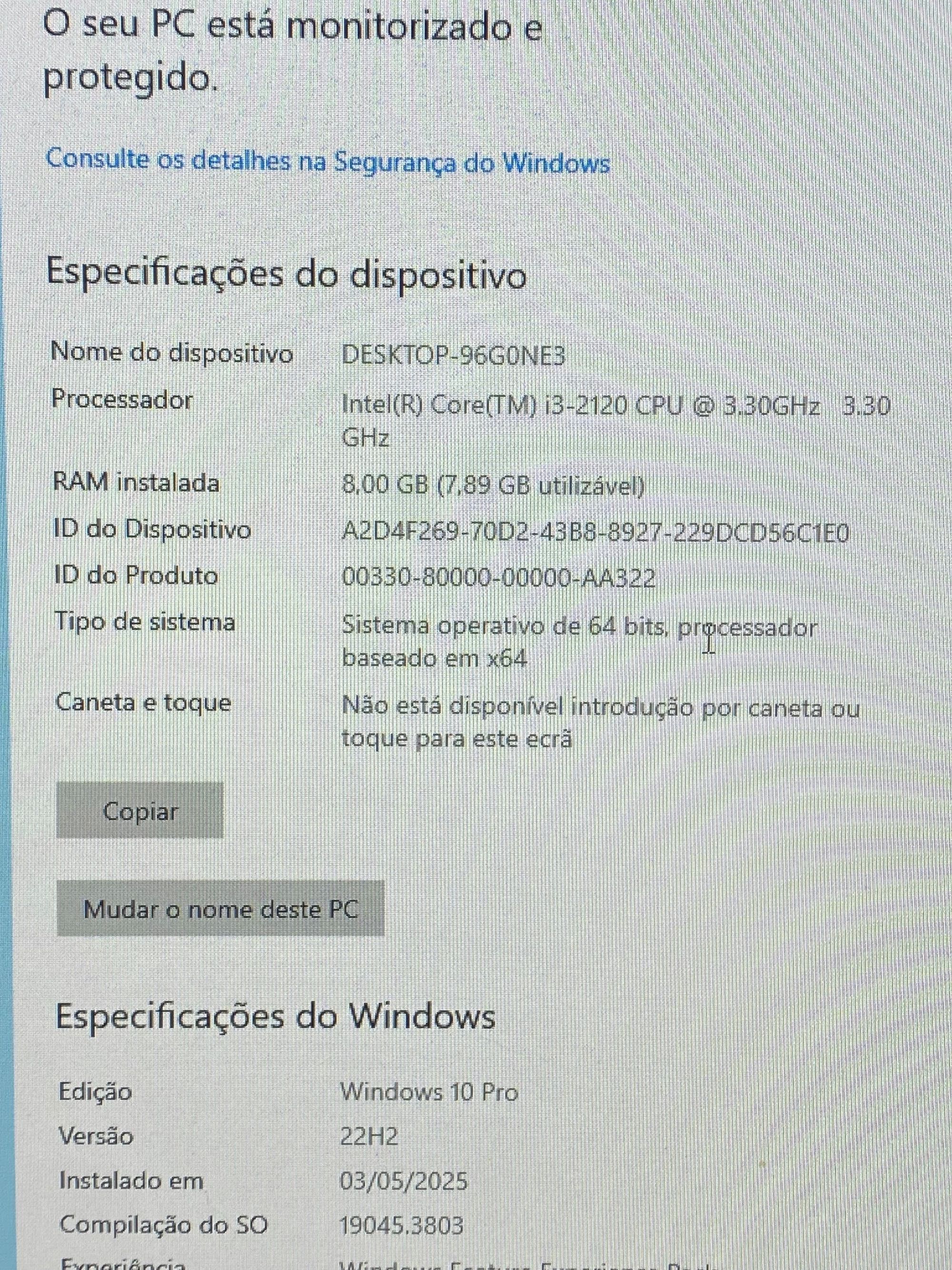 Computador torre HP 8/256gb SSD i3 Com WIFI Formato pequeno Slim