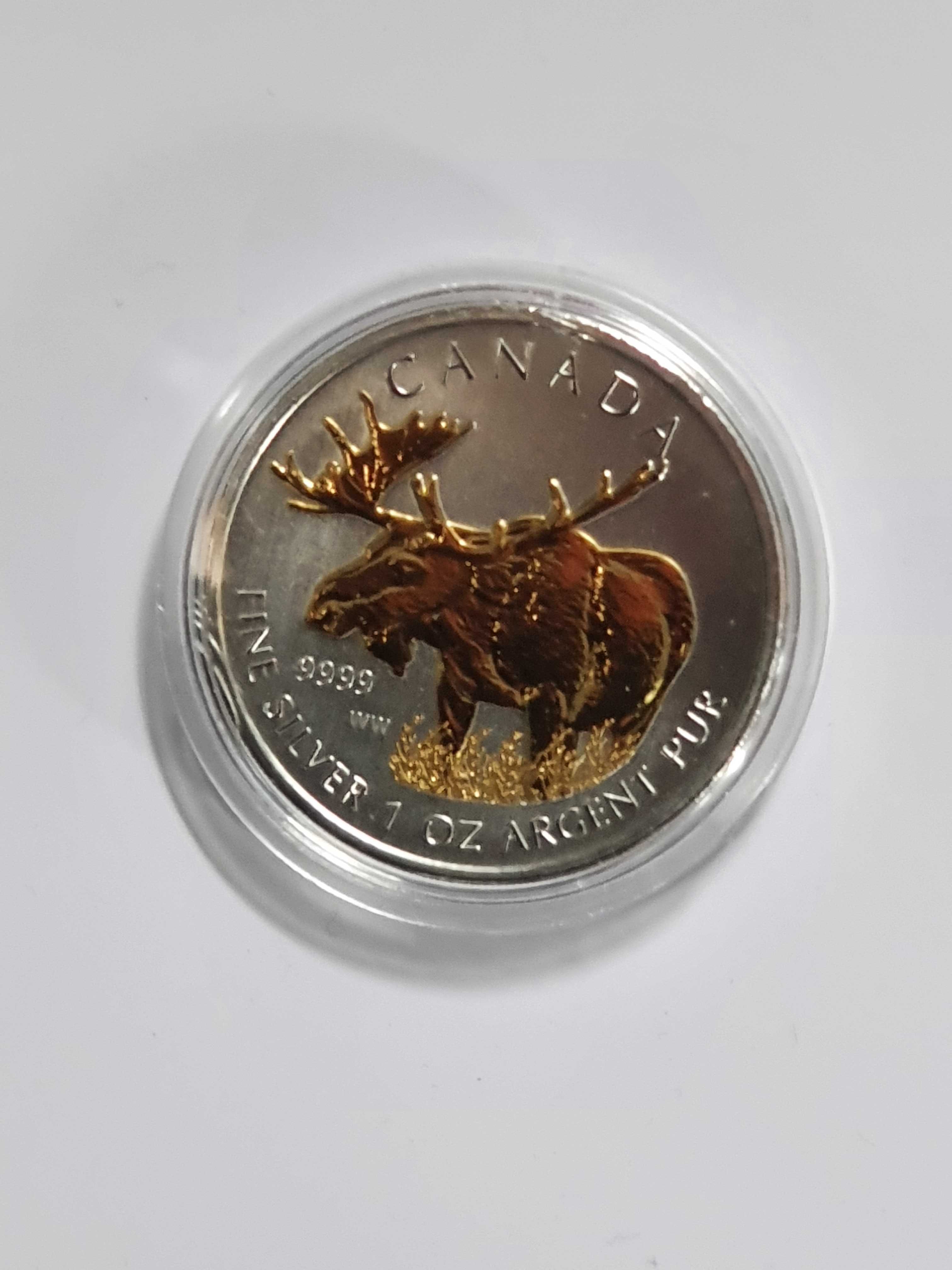 Srebrny numizmat łoś dla miŁOŚłośników łosi, Kanada