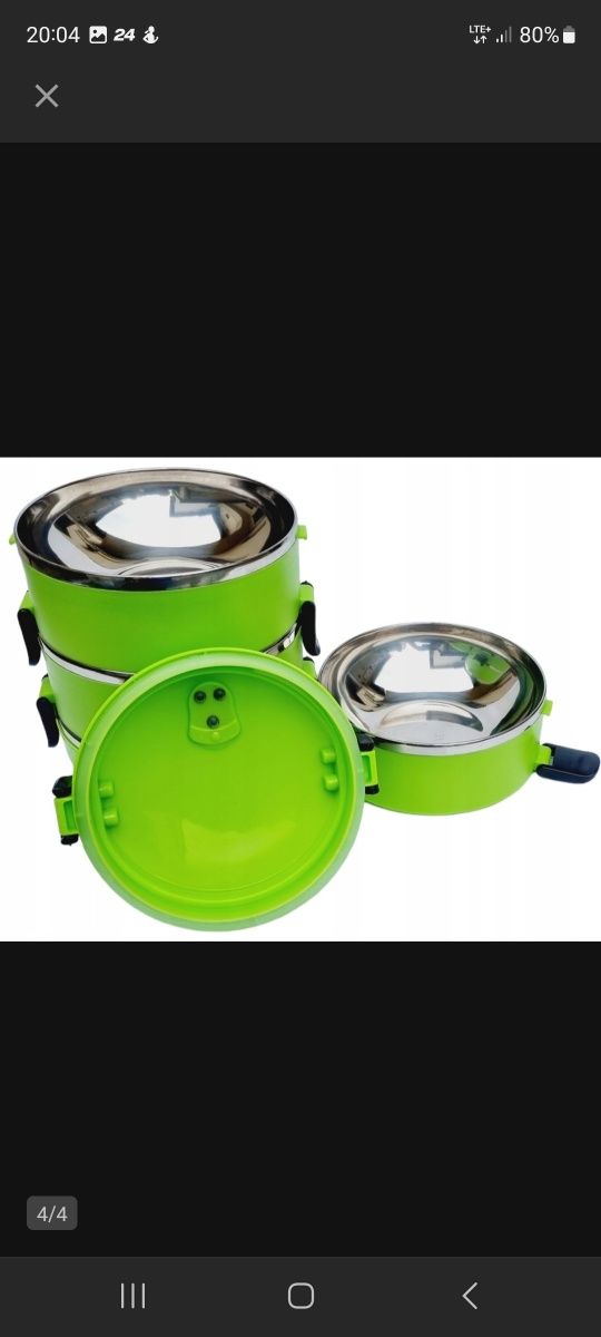 Pojemnik Termos Obiadowy Na Żywnosc MENAŻKA LUNCH BOX CZWORAK 4x0,7L D