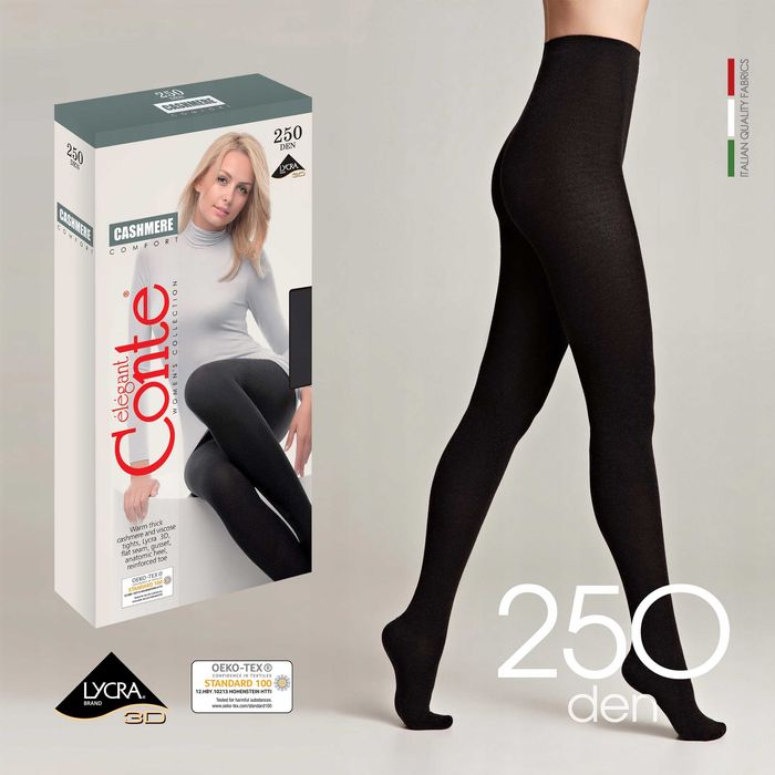Grube rajstopy wiskozowe z kaszmirem Conte Cashmere 250 (Rozmiar: 2)