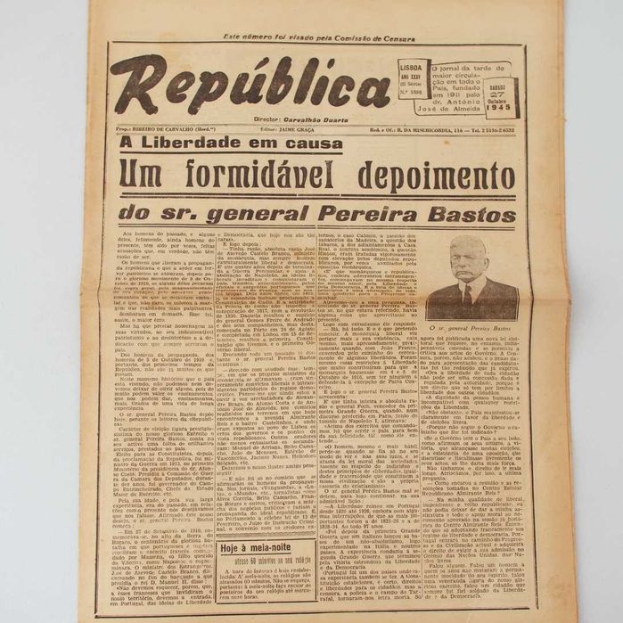 Jornal "A República" - 27 de outubro de 1945