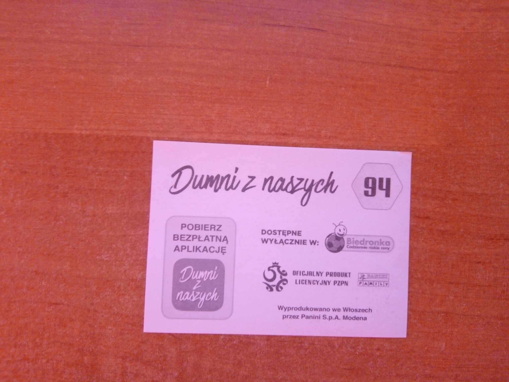 Naklejka Dumni z naszych nr 94 Panini Modena PZPN Biedronka 7,5 x 5cm