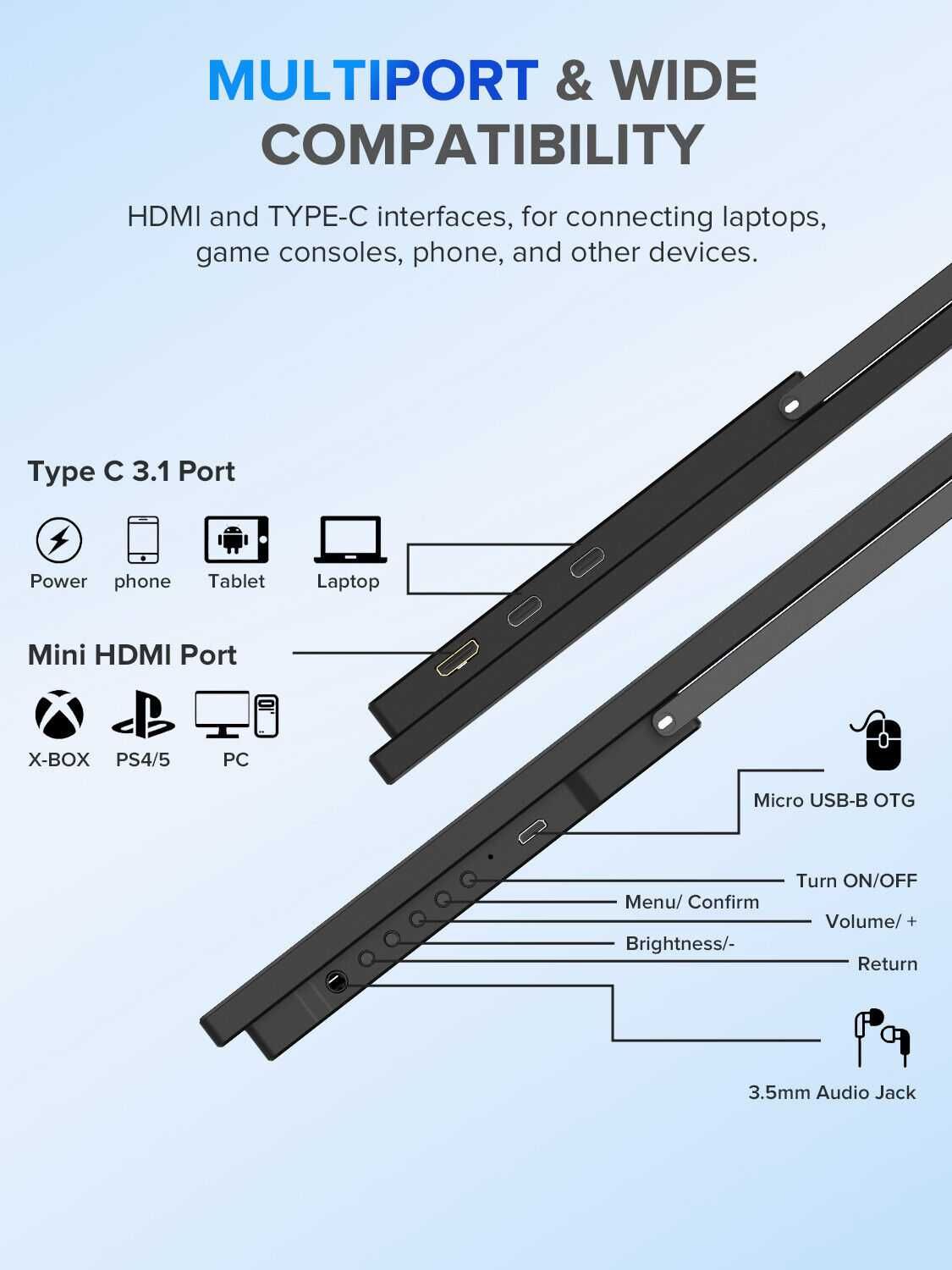 Портативний монітор UPERFECT UMax 22'' 2K IPS USB-C (Touch/No Touch)