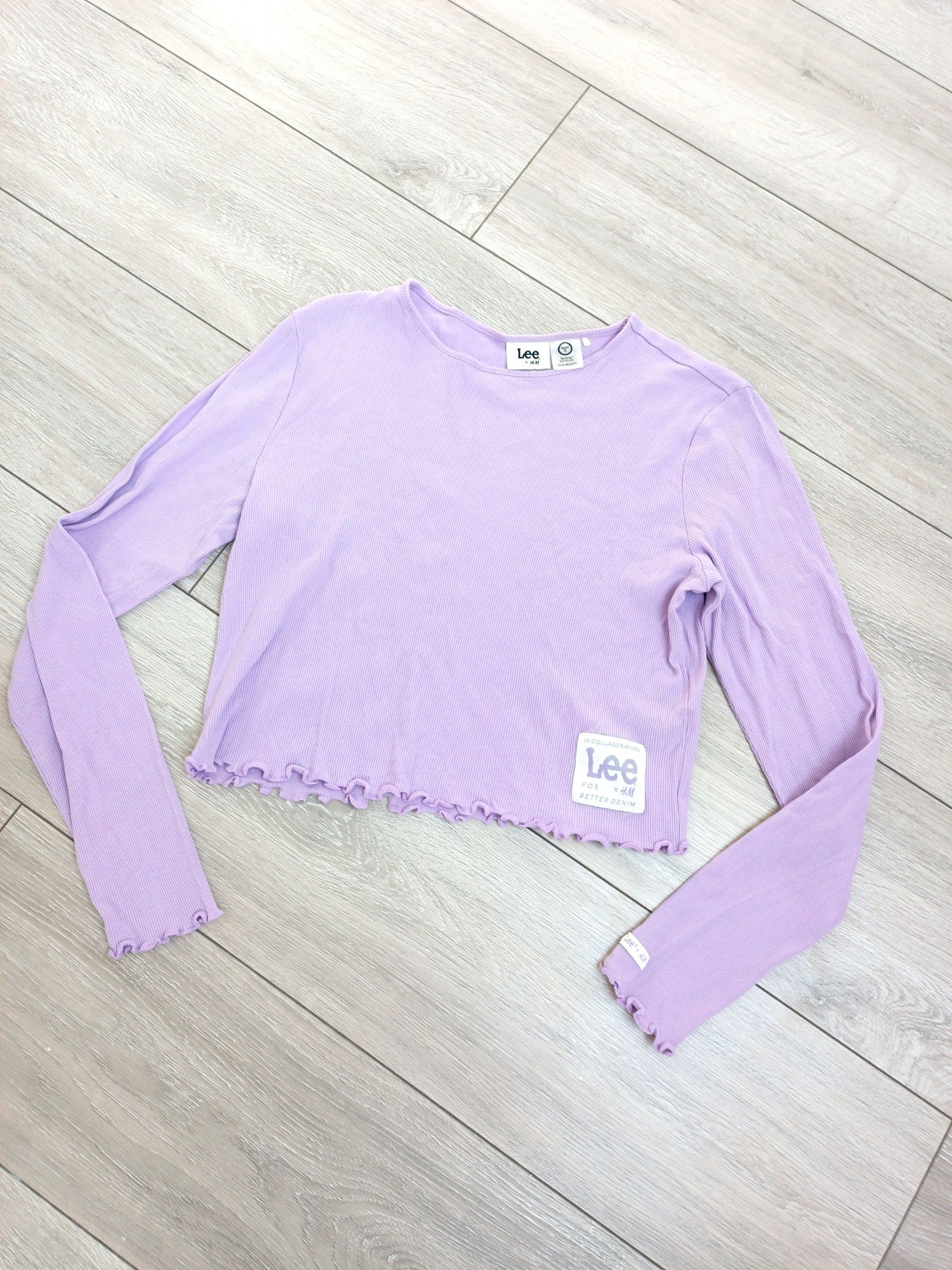 Bluzka damska S M prążkowana krótka crop top z długim rękawem Lee