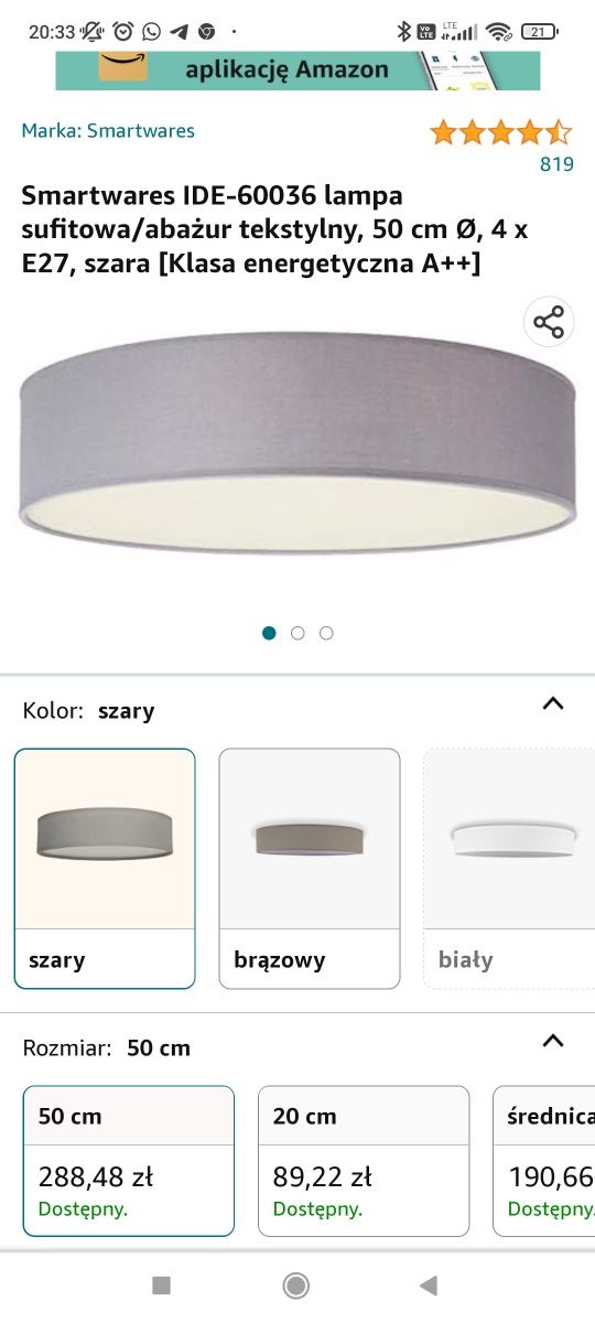 Smartwares Ceiling light abażur lampa sufitowa 50cm