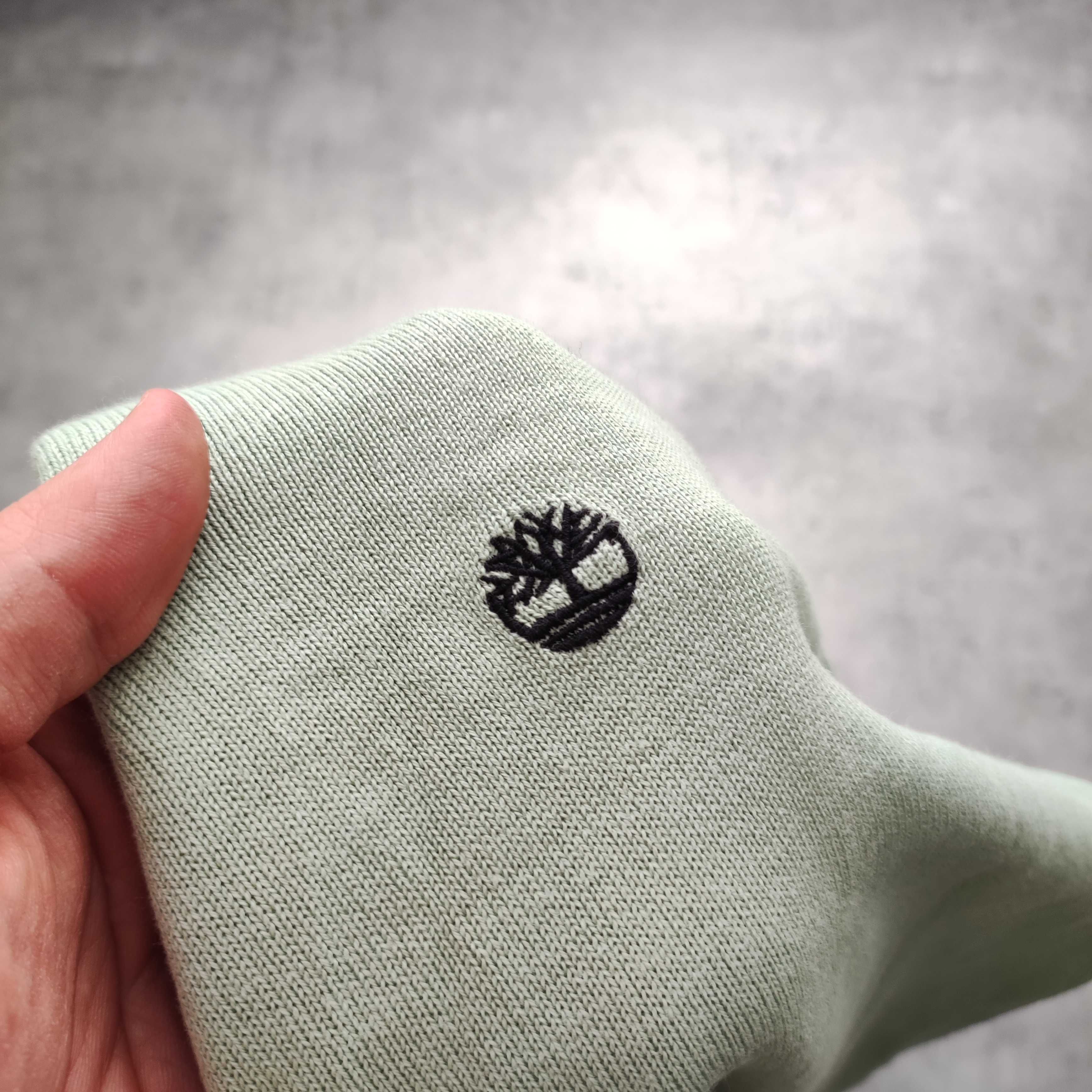 MĘSKI Elegancki PREMIUM Sweter Mięta Bawełna Timberland Haft Logo
