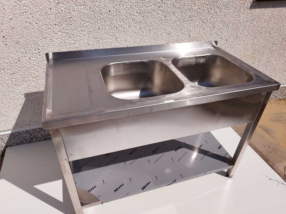 Meble gastronomiczne, Zlew dwukomorowy 1200x600x850