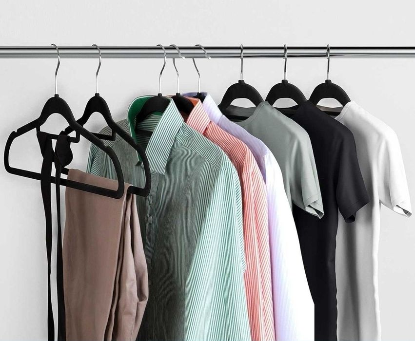 Wieszaki ubraniowe, aksamitne, czarne, zestaw 50 sztuk, Utopia Home