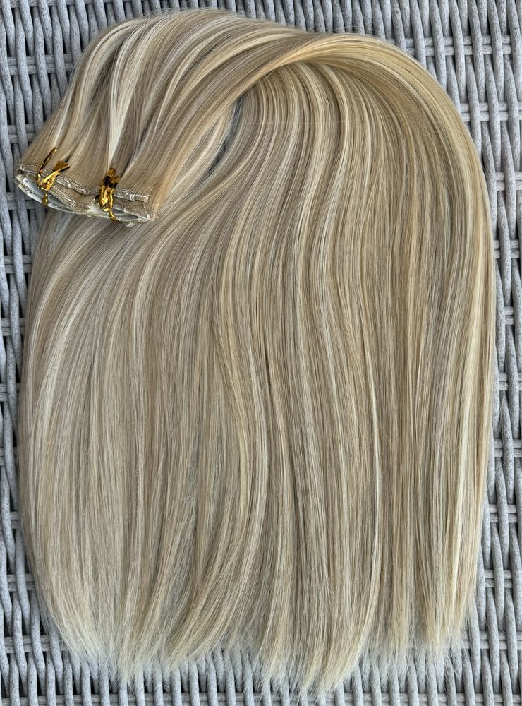 Premium Ultra włosy doczepiane, blond pasemka / refleksy !